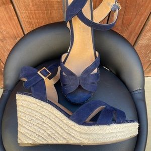 Navy espadrille wedges